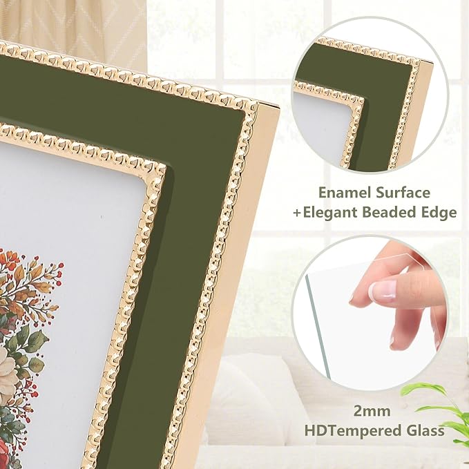 Premium Metal Picture Frame 4x6 Inches with Velvet Back Cover - Elegant and Durable Photo Frame for Displaying Cherished Memories, Perfect as Desk Decor, Home Office Accessory,Green picture frame - Image 4