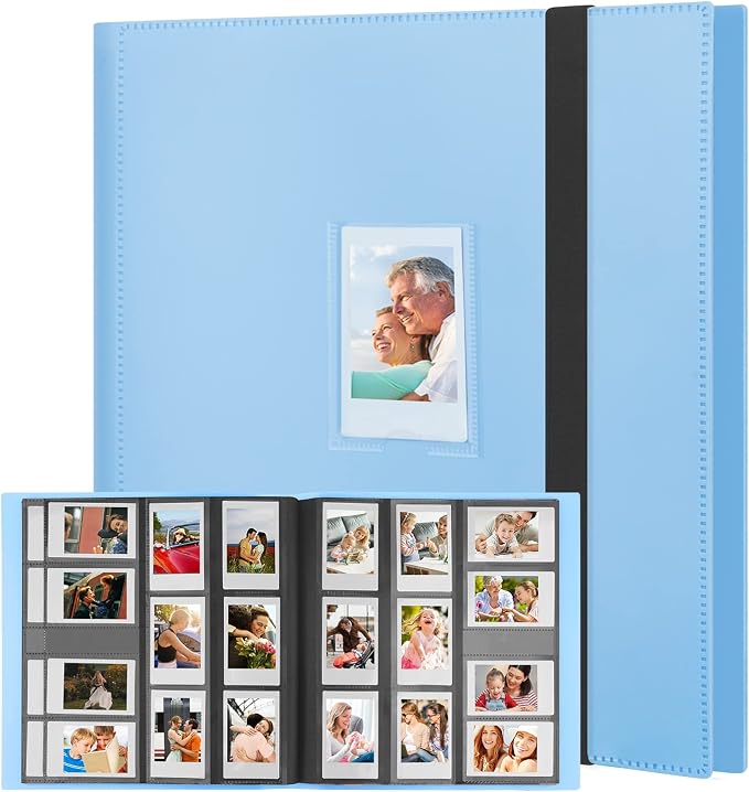 560-Pocket Photo Album for Instax Mini & Polaroid 2x3 Pictures, Blue | Large Capacity Photo Book, Elastic Band Closure, Safely Holds Your Unique Memories for Secure Storage and Easy Viewing by Rekeen