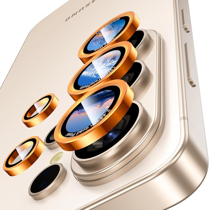 Uyiton for Samsung Galaxy S26 Ultra Camera Lens Protector, Unique Design | Case-Friendly, Not Easy to Break, Military-Grade Sapphire Glass with Aluminum Metal Rear Camera Screen Cover, Orange - Image 7