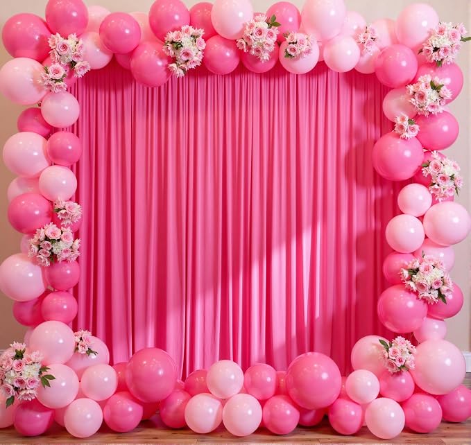 10 ft x 10 ft Wrinkle Free Hot Pink Backdrop Curtains for Parties, Polyester Fuchsia Photo Backdrop Drapes for Wedding Birthday Party Baby Shower,5ft x 10ft,2 Panels - Image 5