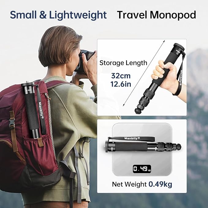 A-888 Camera Monopod, Length 32cm - 156cm, Aluminum Monopods for Cameras 7 Sections, Compact Travel Portable Selfie Stick for DSLR Smartphone Concert Festival - Image 4