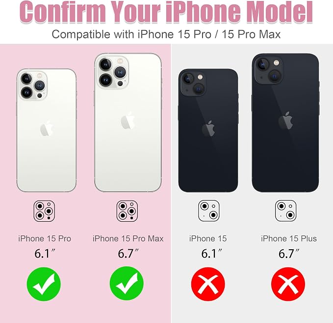 AGVEE 3+3 6 Pack for iPhone 15 Pro & Max Camera Lens Protector Cover | Individual Bling Diamond & Bling Glitter Sparkle Cute Gem Metal Ring, 9H Tempered HD Glass - Image 2