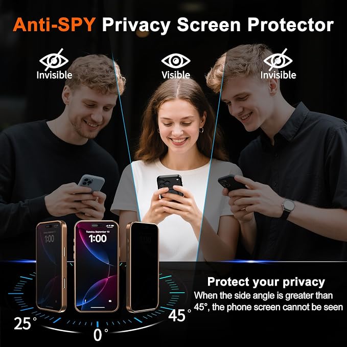 for iPhone 17 Pro Max Case with Privacy Screen Protector, Brown | Full Camera Protection, Compatible with MagSafe, Magnetic Translucent Matte Shockproof Phone Cover for iPhone 17 ProMax - Image 7