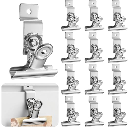 Duraaamo 12 Pack Chrome Slatwall Clips 2 Inch Wall Mounted Slatwall Display Hooks Hangers Slatwalls Storage Clips Accessories for Clothing Photo Frame Painting Arts Center Commercial Display (Silver) by Duraaamo
