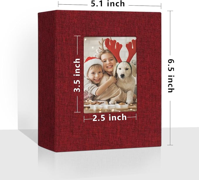 Vienrose 4x6 Small Photo Album, 2 Pack,100 Photos, Red | Linen Cover, Mini Photo Album, Baby Memory Book, Wedding Family Travel - Image 2