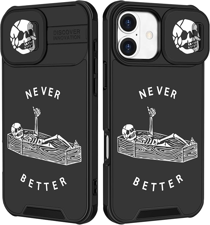 for iPhone 17 Case - Women Men Phone Cover Cool Pretty Fancy Unique Aesthetic Design Slide Camera Cover Protective Case for Apple for iPhone 17, Lying Skull by Goocrux