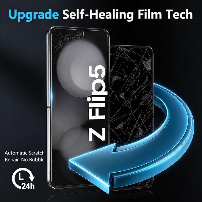 2 Pack for Samsung Galaxy Z Flip 5 Screen Protector [Not Glass] | 2 Pack Front Tempered Glass With Installation Frame,Support Fingerprint Unlock, Touch Sensitive, Anti-Scratch, Case Friendly - Image 3