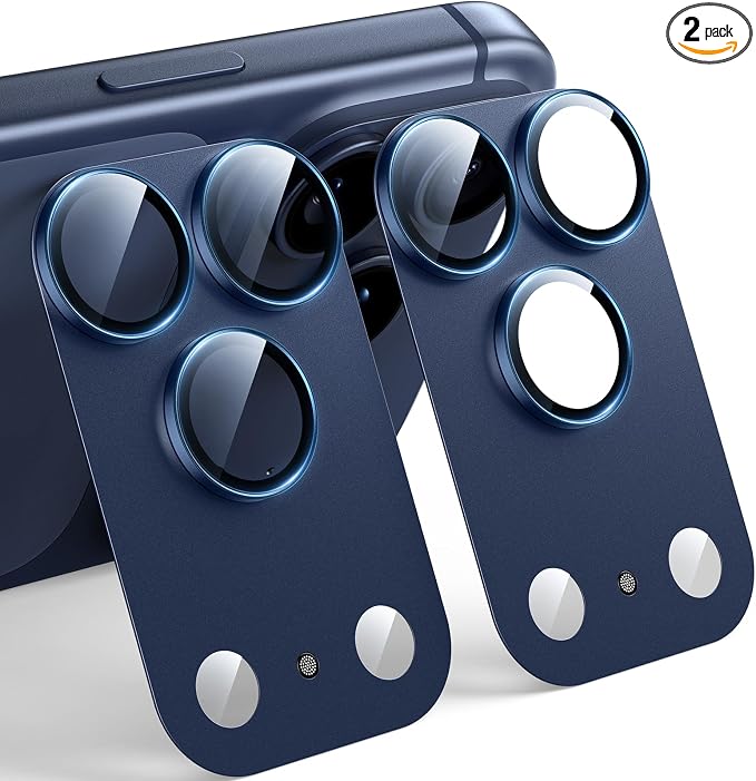 TAURI 2 Pack for iPhone 17 Pro Camera Lens Protector, Deep Blue | Full Coverage Military-Grade Shatterproof, Upgrade AR Anti-Reflection Ultra Clear Transmission & Case Friendly by TAURI