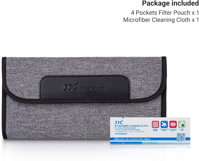JJC 4 Pockets Lens Filter Case for Filter Up to 82mm (37mm 40.5mm 43mm 46mm 49mm 52mm 55mm 58mm 62mm 67mm 72mm 77mm),Foldout Filter Pouch with Microfiber Cleaning Cloth,Photography Filter Holder Bag | Photography Lens Filter Holder Bag for 37mm 4.5mm 4... - Image 6