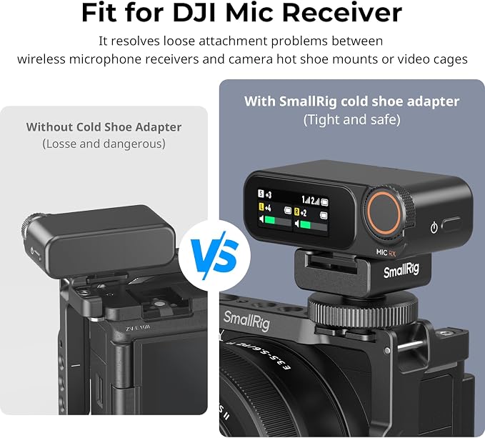 SmallRig Cold Shoe Mount Adapter for Wireless Microphones for DJI Mic- 4822 | Fits for DJI Mic, for RODE Wireless Go II, for Saramonic BLink 900 B&for Hollyland C1, 1/4"-20 Threaded Hole - Image 5