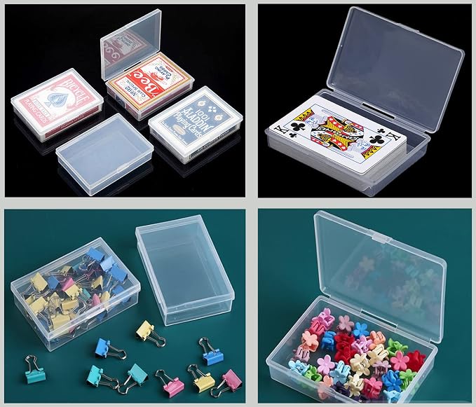 Clear Plastic Playing Card Boxes Snaps Closed Poker Gaming Playing Card Deck Cases Holder Plastic Storage Box Clear Trading Card Box Card Storage Organizer for Bank Business Card (6Pcs) - Image 4