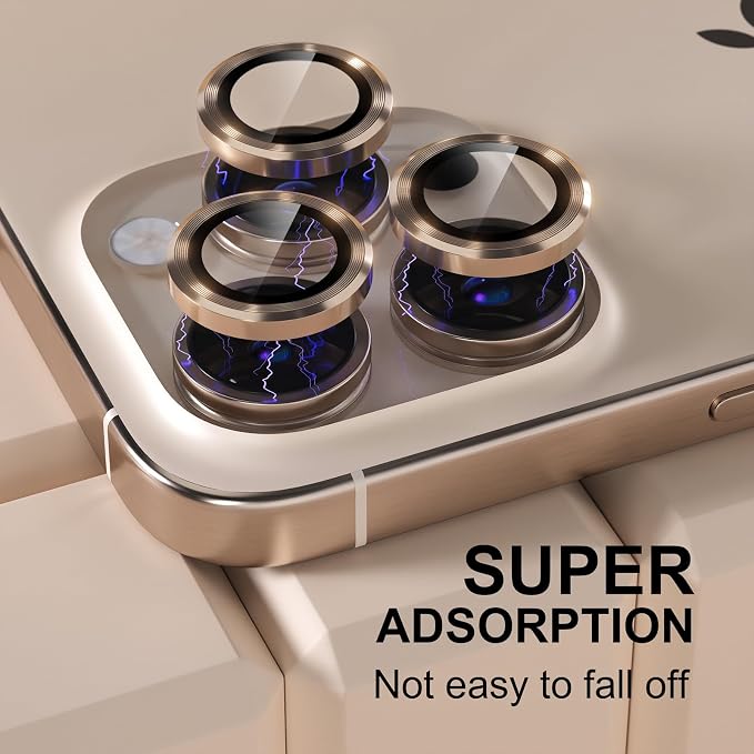 Misea Compatible for iPhone 16 Pro/iPhone 16 Pro Max Camera Lens Protector | 9H Tempered Glass Ultra HD Bling Camera Screen Protector Cover Metal Individual Ring Accessories, Desert Titanium - Image 6