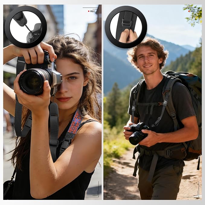 Adjustable Camera Neck Strap, Vintage Embroidered Shoulder & Crossbody Camera Strap with 4 Connection Ways, Anti-Slip Camera Strap for DSLR, Mirrorless & Camcorder, Travel & Outdoor Photography Gear - Image 2