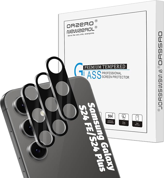 Orzero (3 Pack) Camera Lens Protector Compatible for Samsung Galaxy S24 FE/S24 Plus, Protector de Cámera Tempered Glass 9H Anti-Scratch Case Friendly Does Not Affect Night Shots and Flash by JumpIntoOrzeroLet%E2%80%99sExploreLikeNeverBefore