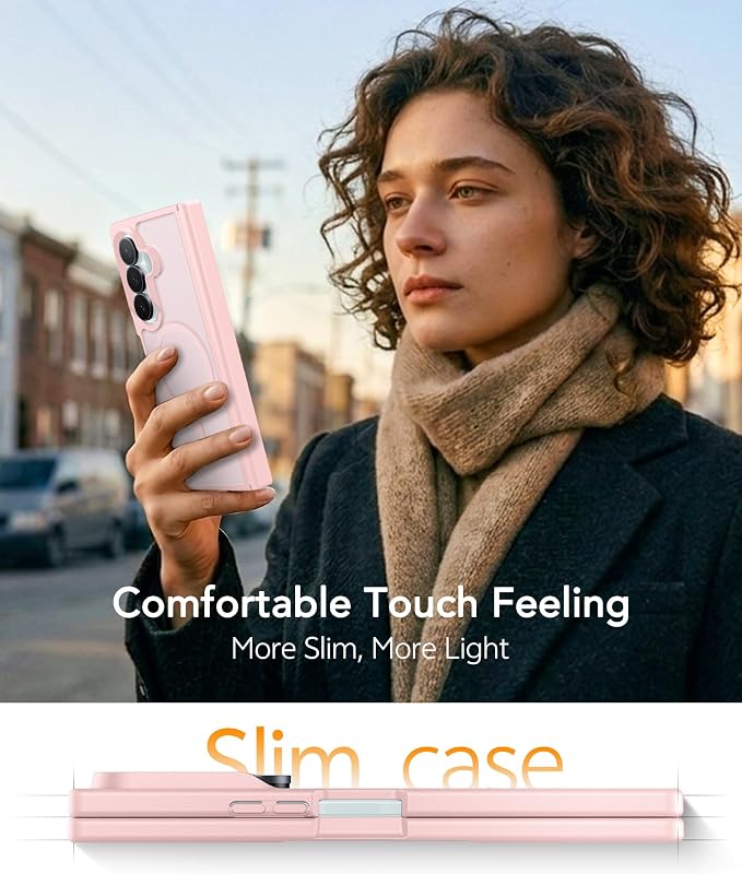 FNTCASE for Samsung Galaxy Z Fold 7 Case, Hinge Protection, Fit for Magsafe | with Screen Protector, Translucent Matte Magnetic Back, 18FT Military Grade Drop Proof, Protective Phone Cover, Light Pink - Image 8