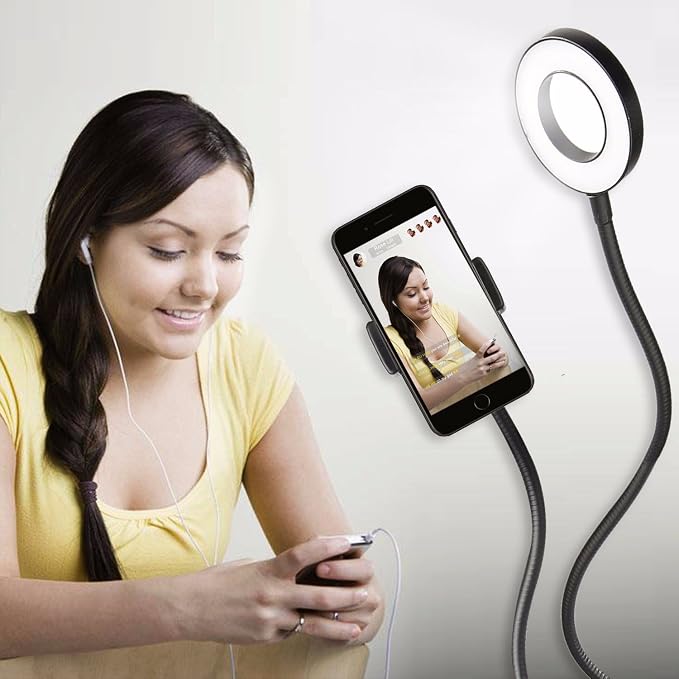 Sokani Selfie Ring Light with Cell Phone Holder and Stand Bracket for YouTube TIK Tok Tiktok Zoom Video Conference Live Stream Makeup Dimmable LED Circle RingLight for iPhone Android Mobile Smartphone - Image 6
