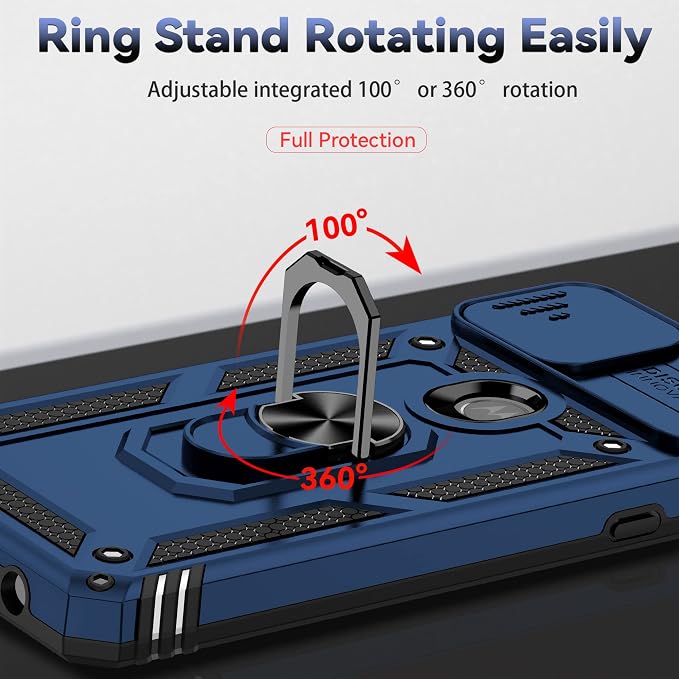 for Moto One 5G Ace Case Moto G 5G(2020) Case,with Nano Explosion-Proof Film[2 Pack], Military Grade Shockproof with Kickstand Protective Case for Motorola Moto One 5G Ace,Blue - Image 6