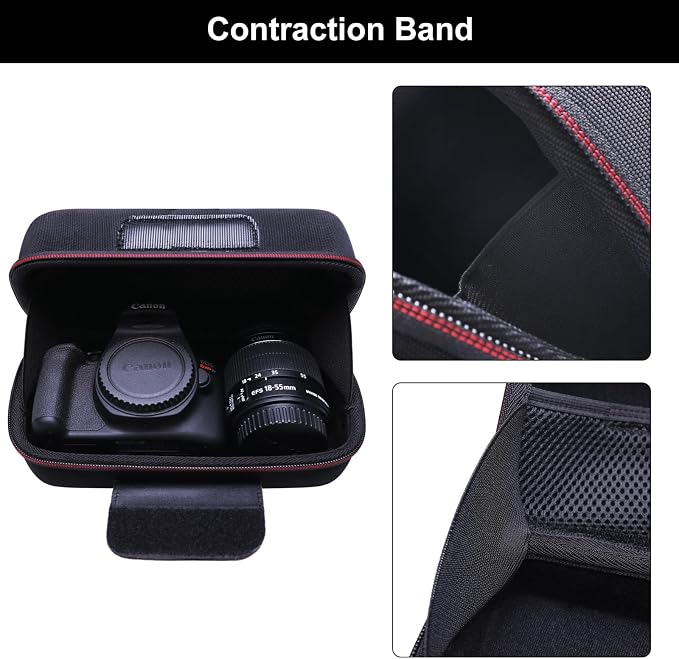Case for Canon EOS Rebel T7/R50/R100 DSLR SLR Camera and 18-55mm Len Black | Hard Carrying Travel Case for Canon EOS Rebel T7/R50/R100/R50 V/T6/R8/R10/RP/SL3/R5/T100 DSLR SLR Camera and 18-55mm Len - Image 5