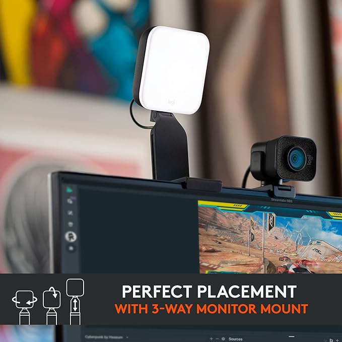 Logitech for Creators Litra Glow Premium LED Streaming Light - Graphite | Computer lighting for video conferencing, Zoom meetings, adjustable mount, desktop app control for PC/Mac - Image 5