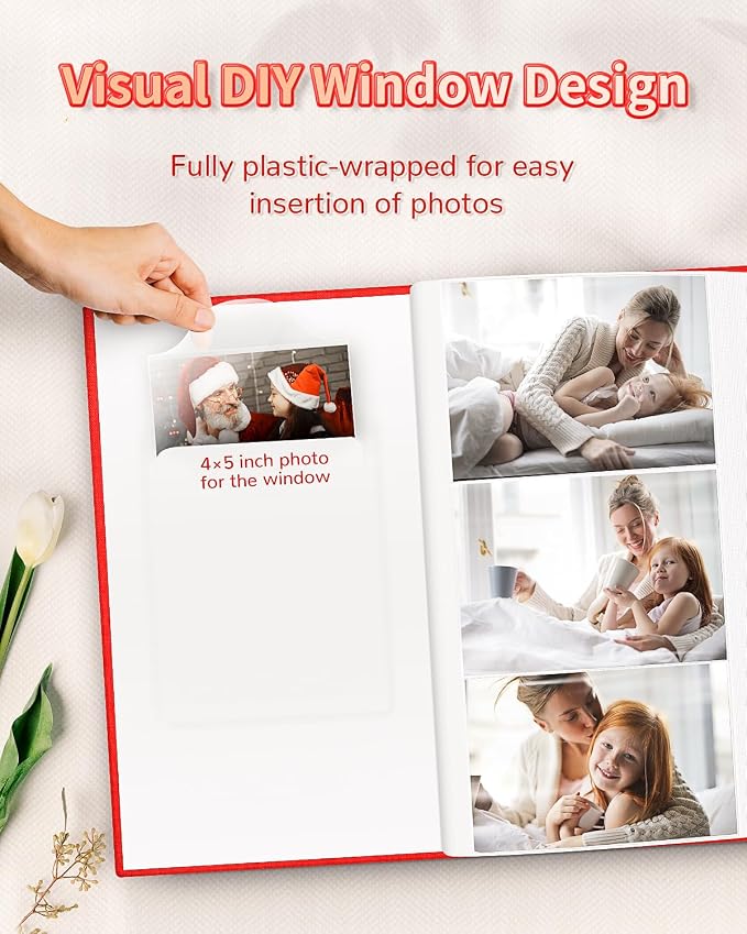 Artfeel Photo Album 4x6 with 300 Pockets,Slip-in Picture Albums,Linen Cover Memory Book with Front Window,White Page Vertical Photo Book for Wedding,Family,Anniversare,Baby,Vacation - Image 2
