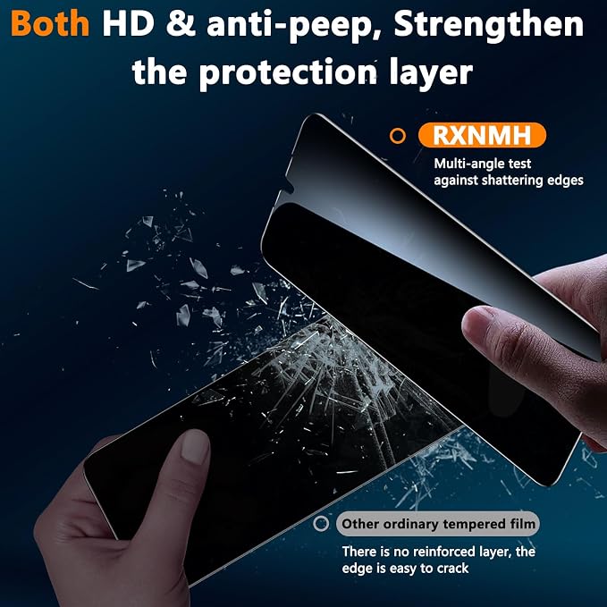 for Samsung Galaxy A16 Privacy Screen Protector Camera Lens Protector | 2+2 Pack, Anti Spy, 9H Tempered Glass,Fingerprint Unlock, Full Coverage, Anti-Scratch, Round Edge, Bubble Free, Easy Install - Image 2