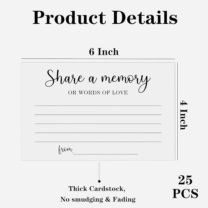Share a Memory Cards - Share Words of Love - Keepsake Funeral Card, Guest Book Alternative, Minimalist Memory Cards for Birthday, Funeral Memory Books and Boxes, Memorial Service Decorations - A01 - Image 2
