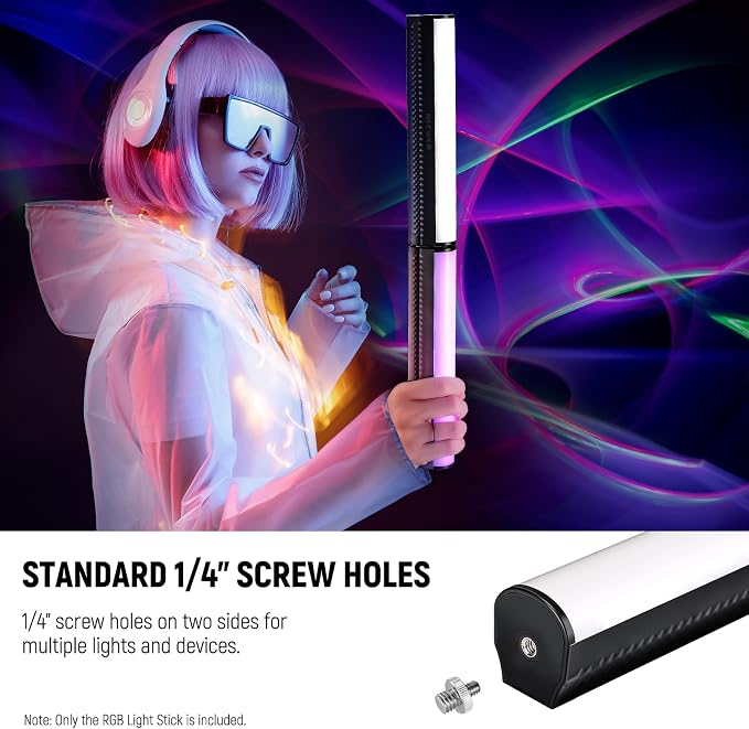 NEEWER TL20C RGB Light Wand Magnetic Handheld Photography Video Light Stick | 2500K-8500K Dimmable, CRI95+, Full Color LED Tube Light Bar with 2550mAh Battery, 17 Light Scenes for Vlog TikTok YouTube - Image 8