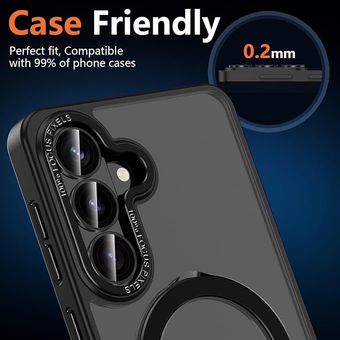 for Samsung Galaxy S26 Camera Lens Protector, Individual Metal Ring Tempered Glass Lens Cover, [Strong Adsorption] Scratch Resistant Ultra-Thin HD Clear Lens Cover, 1 Set-Black Ring - Image 6