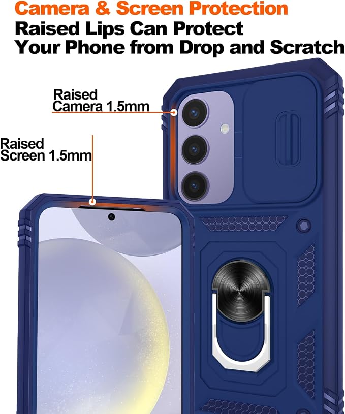 Gritup for Samsung Galaxy S24 Plus Case: S24 Plus Phone Case with Screen Protector*2 | Magnetic Stand & Slide Camera Cover | Shock Proof Military-Grade para S 24 Plus Cover -Blue - Image 5