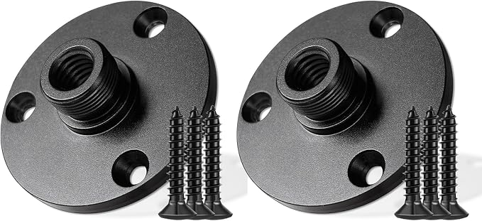 KB48 Podium Microphone Flange Mount with Pad, 5/8-27 Male, 3/8-16 Female | Gooseneck Boom Arms Mic Stand Base for Lecterns, Desks, Table, 2 in Metal Plate with 3 Screws Included by Angksorm