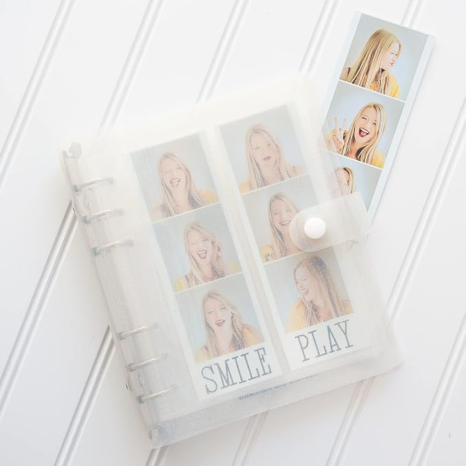 Photo Album For 2X6 Photo Booth Slip In Strips And 4X6 Pictures - 6 Ring Notebook Binder With 20 2 By 6 Sleeves - Fits 80 Photobooth Prints (QUARTZ SPARKLE, 2X6) - Image 5