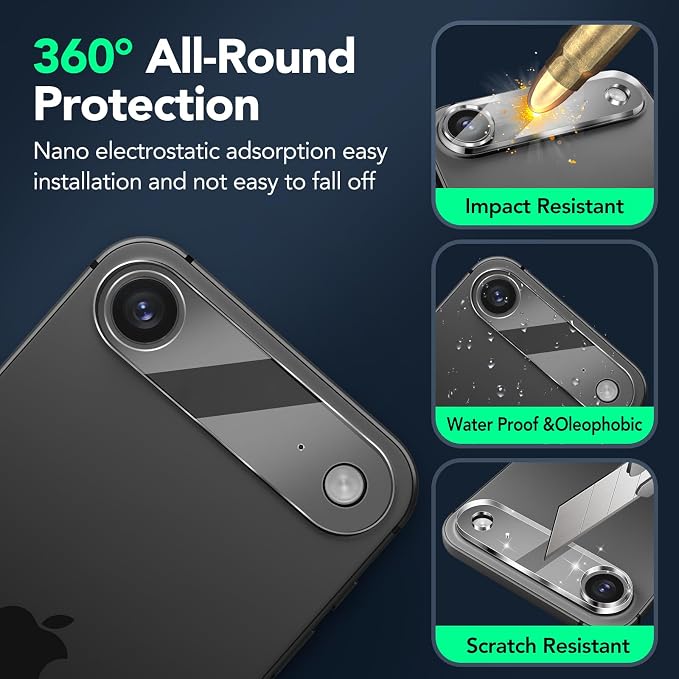 3PCS Rear Back Camera Lens Protector Tempered Glass for iPhone 17 Air- HD Clear Full Coverage Guard - Image 3