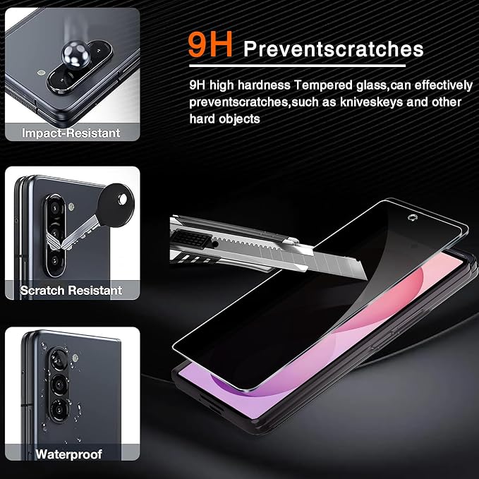 Ferilinso Inside Privacy Screen Protector for Samsung Galaxy Z Fold 8 Ultra | 2 Pack, 9H+ Tempered Glass Back&Camera Lens Protectors, Military-Grade Shatterproof, Case Friendly, Easy Installation - Image 6