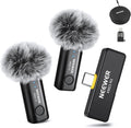 NEEWER Lavalier Wireless Microphone System, 1x USB C Receiver with OTG Adapter & 2X Noise Cancelling Omnidirectional Condenser Transmitter Compatible with iPhone 16 Pro Max S24 Ultra, KM23 by Neewer