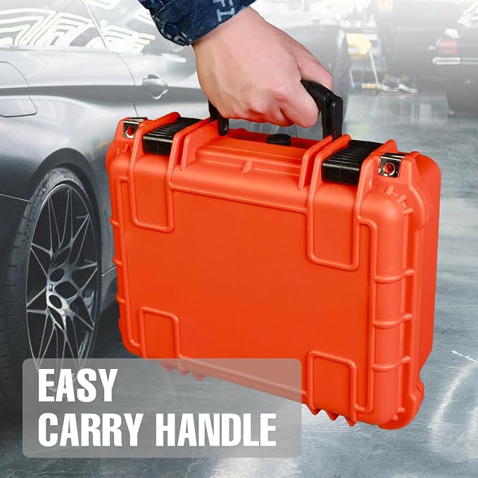 Jack Boss 14x 11.5x 6.5 Inch Hard Case, Portable Weather Waterproof Protective Camera Case with Customizable Foam, Fit Use of Drones, Camera, Equipments, Orange (Pack of 2) - Image 6