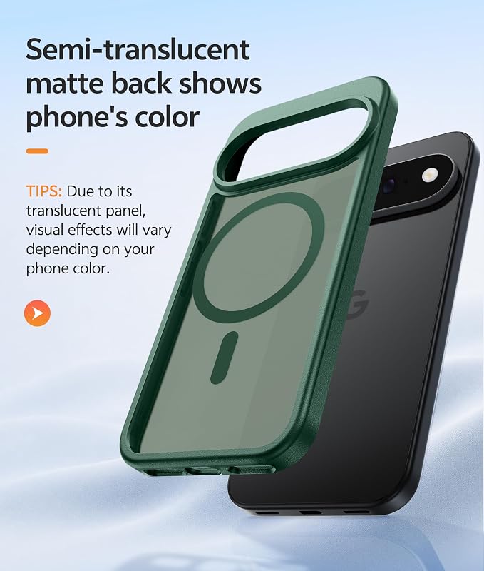 FNTCASE for Google Pixel 11 Pro Case / Pixel 11 Case, with Screen Protector | Fit for Magsafe, Translucent Matte, 14FT Military Grade Drop Protection, Shockproof Protective Phone Cover, Green - Image 5
