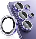 CloudValley for Samsung Galaxy S26 Ultra Camera Lens Protector Bling | 9H Tempered Glass + Aluminum Alloy Lens Protective Ring [Glitter Decoration] Ultra-HD Individual Lens Cover,Glitter Purple by CloudValley