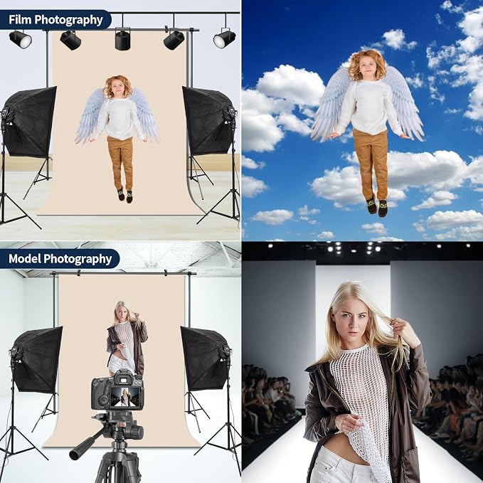 Beige Photo Backdrop for Photoshoot Solid Color Background 5x7 ft | Cream Photography Photobooth Curtain for Headshot, Homestudio, Portrait, Video, Meeting, Easy to Install, Washable Fabric - Image 2