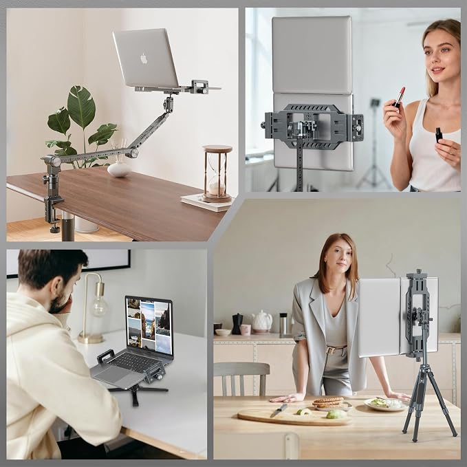 Laptop Tripod Mount with 1/4" & 3/8" Screw Holes, Arca Swiss Plate, Rubber Pad for Secure Laptop Holding – Works with Tripod Head for Vertical/Horizontal– Ideal for Musicians, Studio Recording - Image 7