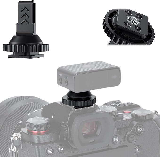 JJC Anti-Slip Cold Shoe Mount Adapter for DJI Mic 1 Receiver,with 1/4"-20 | with Tighten Knob for Stable Mounting,Durable ABS Cold / Hot Shoe Adapter,for DSLR Camera Tripod Vlogging Video Recording by JJC