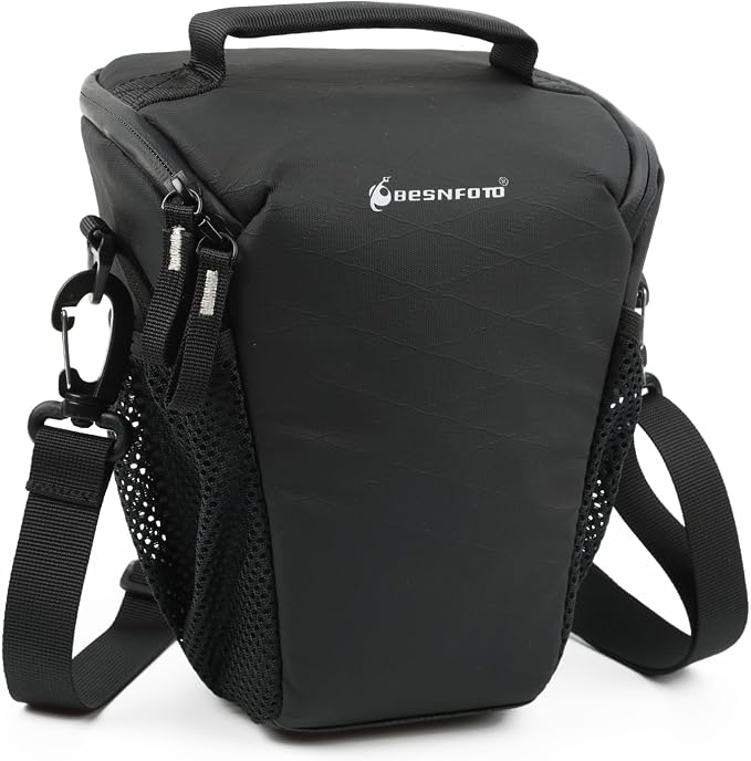 Besnfoto Camera Bag Small, Top-Load Holster Case for Mirrorless DSLR Compatible with Sony A7 IV, Canon R5 R6, Nikon Z6 Z7 with 24-70mm Lens, Compact Travel Shoulder Case with Belt Loop by Besnfoto