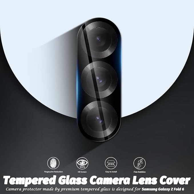 Orzero (3 Pack) Camera Lens Protector Compatible for Samsung Galaxy Z Fold 6, Protector de Cámera Tempered Glass 9 Hardness High Definition Anti-Scratch Case Friendly Does not Affect Night Shots - Image 5