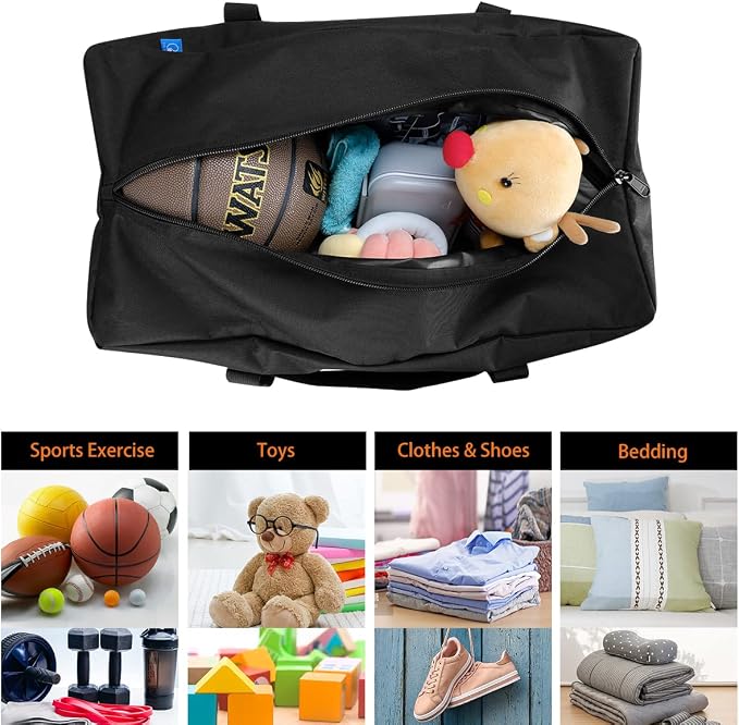 COOLBEBE 2 Pack 24" Sports Duffle Bag - 53L Travel Duffel Tote Bag, Black | Upgrade Zipper Weekender Overnight, Sturdy & Water Resistant Camping duffle for Sports Gear Hauling - Image 5