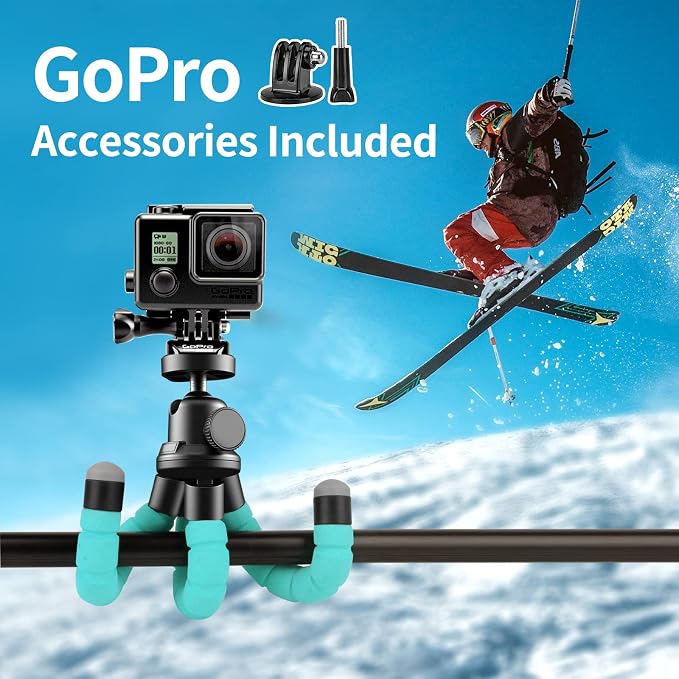 Aureday Phone Tripod, Flexible Tripod for iPhone and Android, Portable with Wireless Remote and Clip for Video Recording/Vlogging/Selfie (Blue) - Image 3