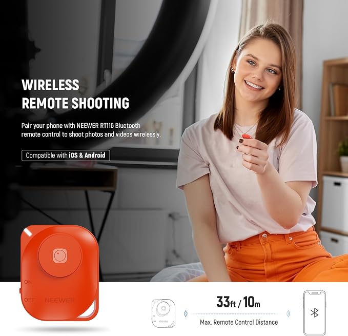 NEEWER 10" 20W High Power LED Ring Light for Phone with 71" Tripod Stand, Bi Color Ringlight, Phone Holder Compatible with iPhone for Video Recording Selfie Makeup Studio Live Streaming TikTok, RH10B - Image 7
