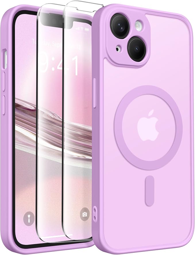 CAPRARO for iPhone 14 Case, Compatible with MagSafe | Upgraded [Full Camera Protection] Shockproof Protective Slim Translucent Matte Magnetic Phone Case 6.1'', Roland Purple by CAPRARO