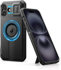 Dexnor for iPhone 16 Plus Case with Slide Camera Cover & Adjustable Kickstand, Magnetic Rugged Shockproof Bumper Cases Heavy-Duty Mangetic Protective Cover,Black by Dexnor