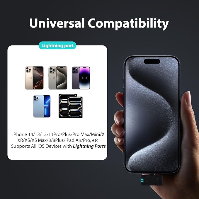 Mini Microphone for iPhone 14/13/12/11/X with Lightning Plug,Wireless Lavalier Microphone with Charging case,30H Battery Life,Noise Reduction,Clip-on Mic for Video Recording,YouTube,TikTok - Image 6