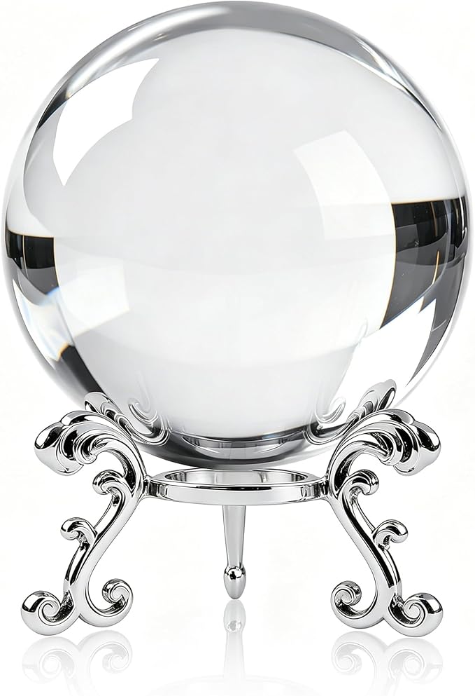 ZEERSHEE 3.9in Crystal Ball with Stand, Photography Prop for Decor | Premium K9 crystal Polished for exceptional clarity Includes display stand and gift box Ready to display by ForCrystalLovers