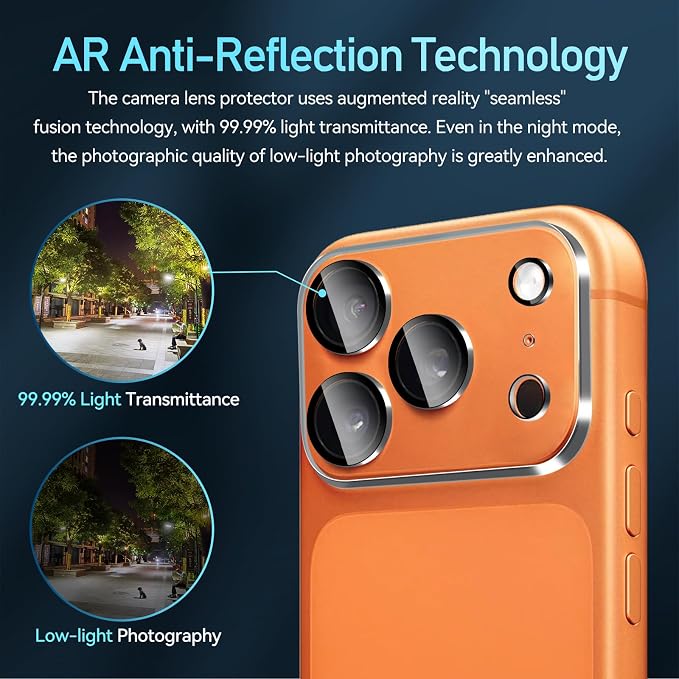 ivoler Camera Lens Protector for iPhone 17 Pro Max 6.9", 4-Pack | Screen Protector Tempered Glass[Case Friendly][New Version], for iPhone 17 Pro Max Scratch-Resistant,Clear+Black Circle - Image 5